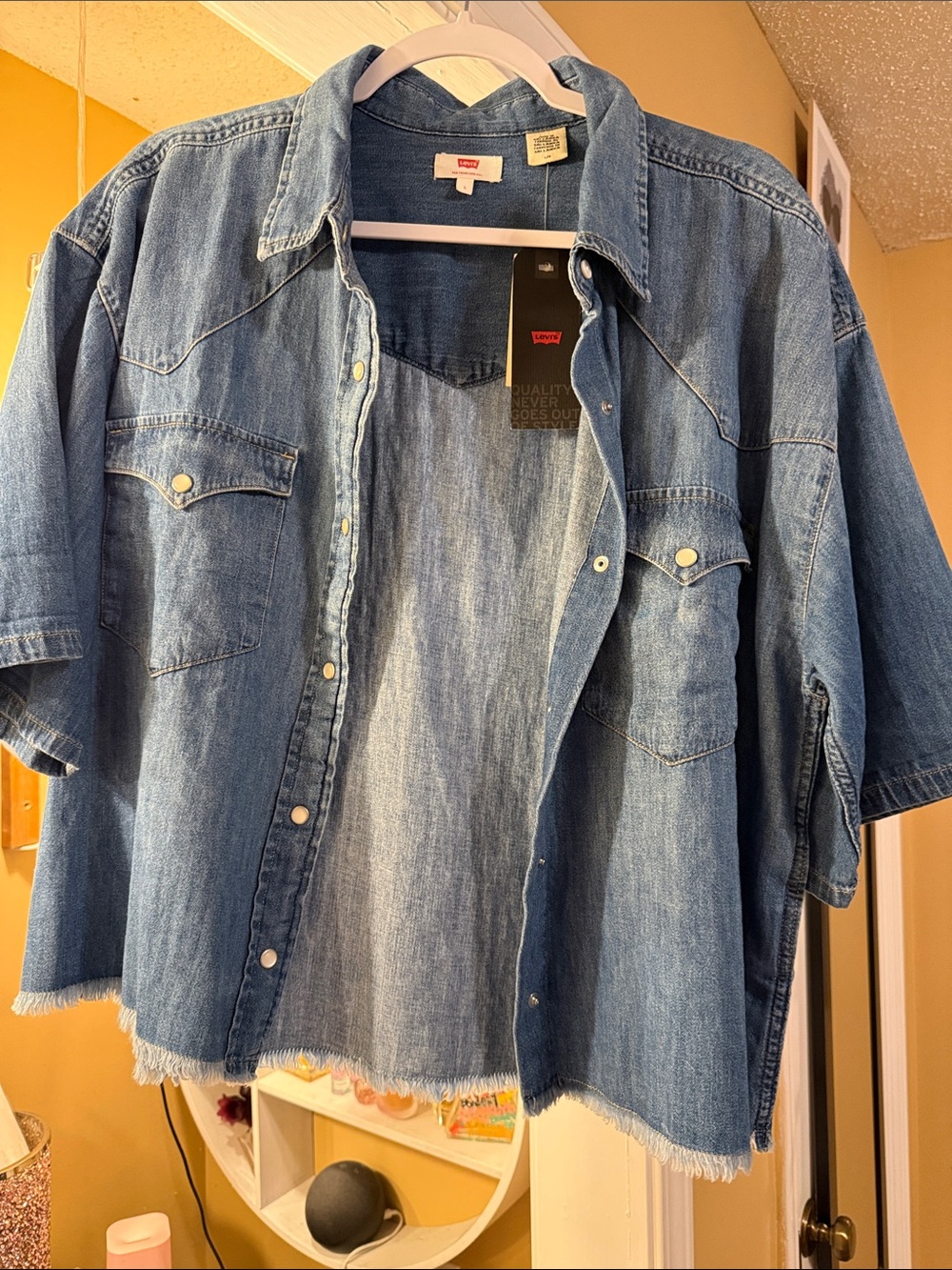 Levi's Light Blue Denim Short Sleeve Western Shirt Jacket
